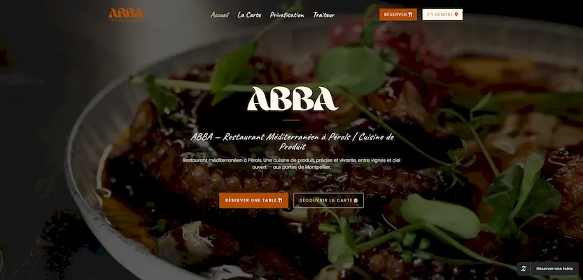 Capture ordinateur du site ABBA Ristorante