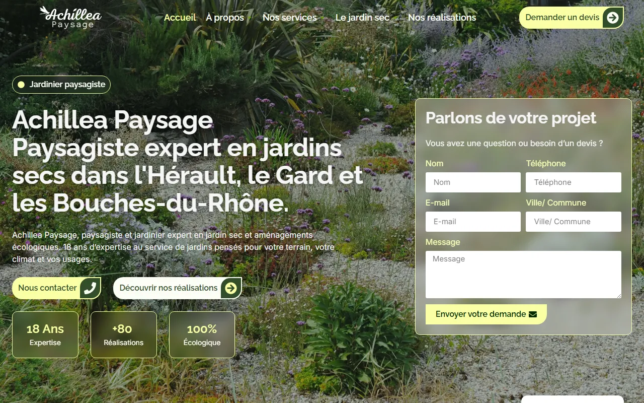 Capture ordinateur du site Achillea Paysage