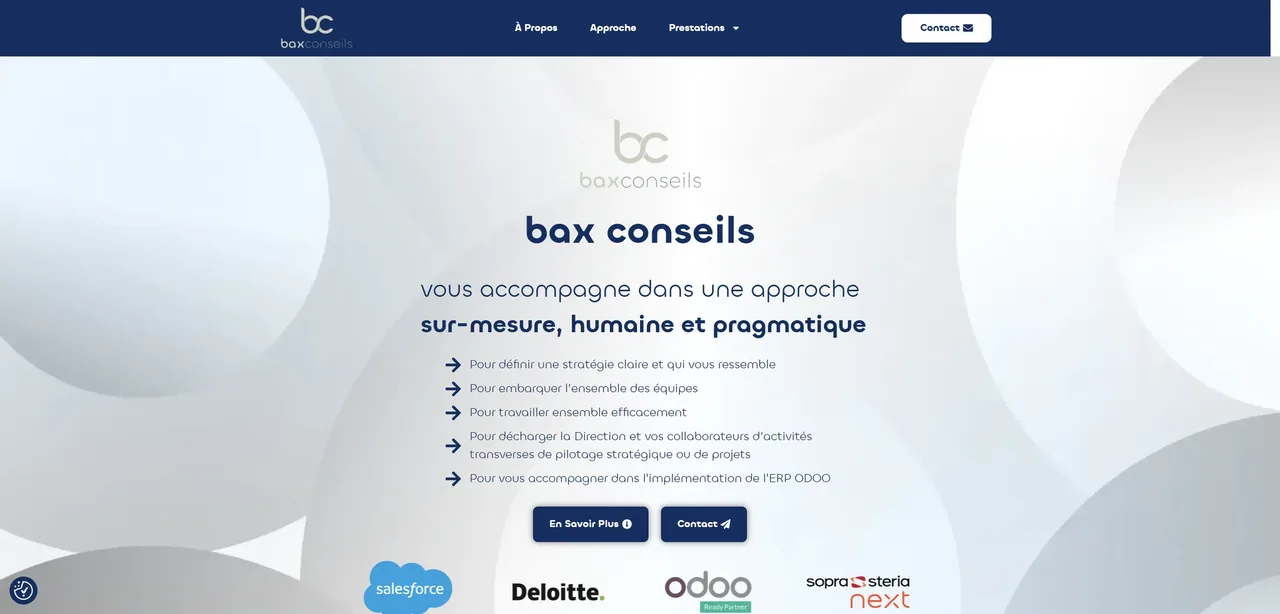 Capture ordinateur du site Bax Conseils