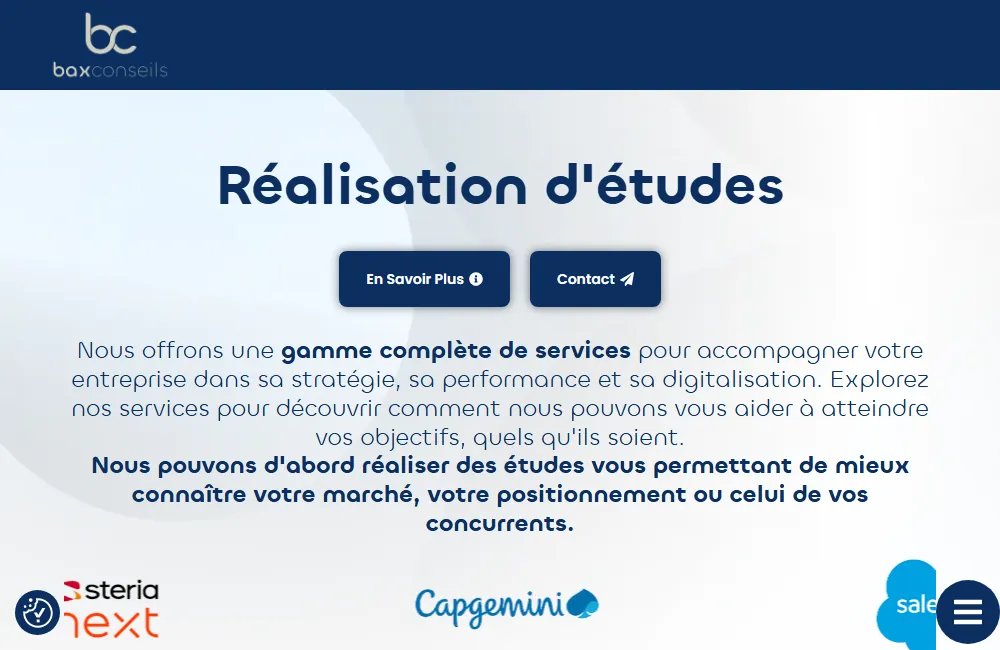 Capture : Bax Conseils · Étude de marché