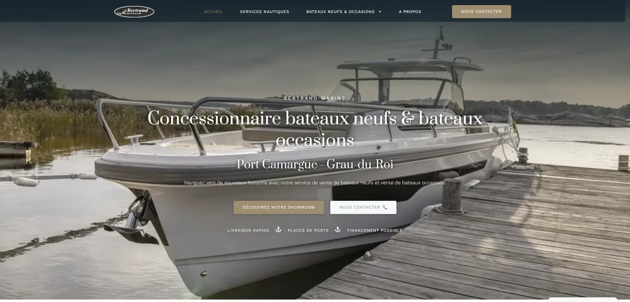 Capture ordinateur du site Bertrand Marine