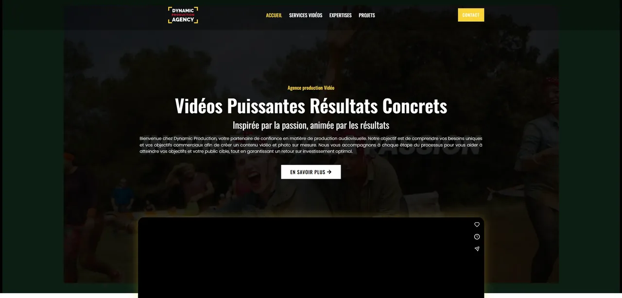 Capture ordinateur du site Dynamic Production