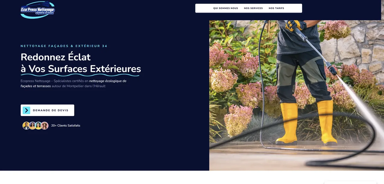 Capture ordinateur du site Ecopress Nettoyage