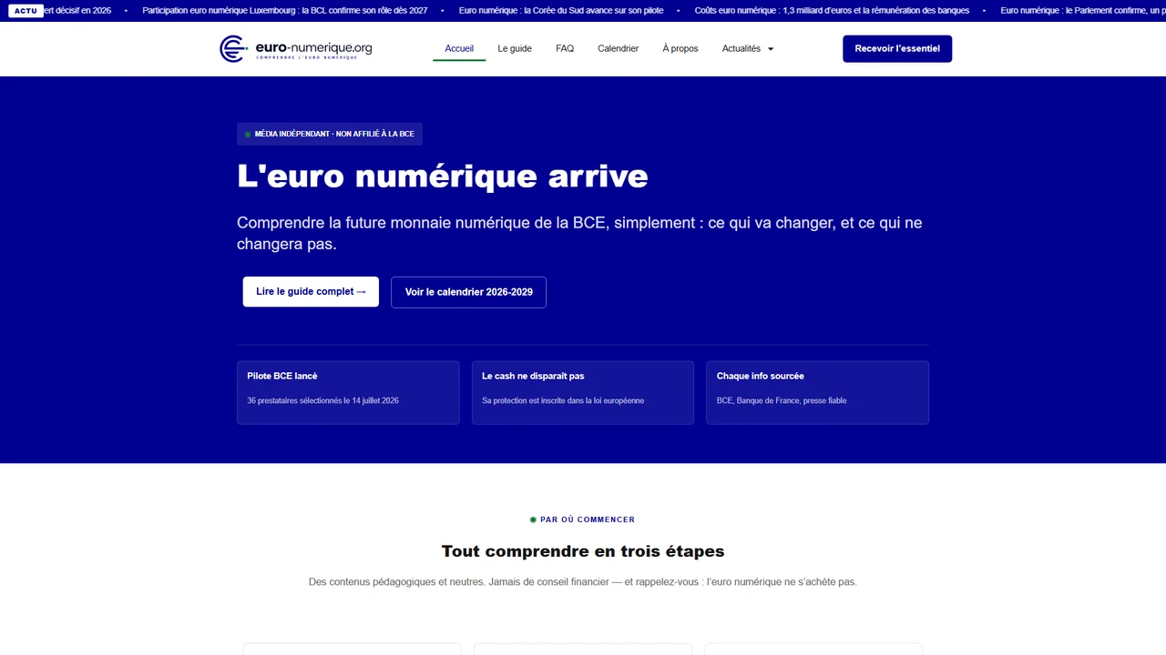 Capture ordinateur du site euro-numerique.org