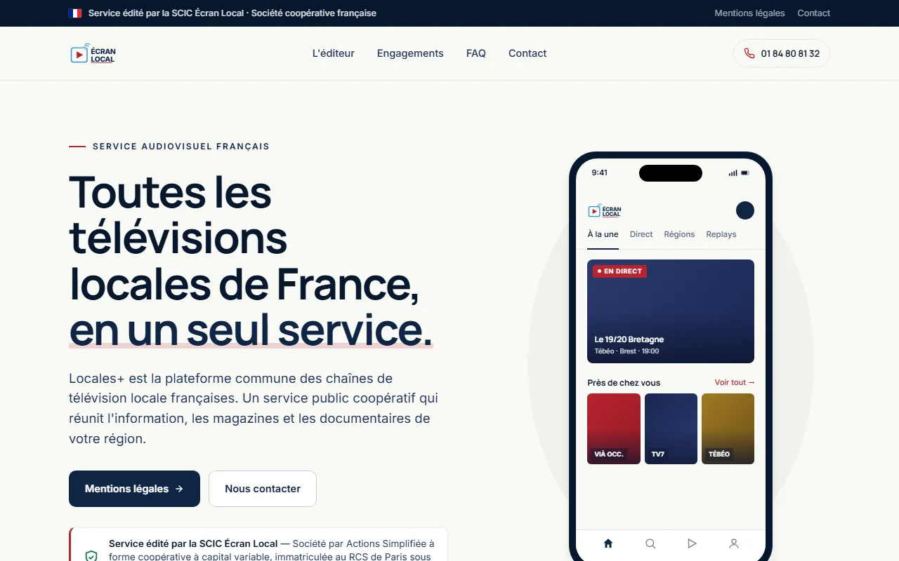 Capture ordinateur du site Locales+