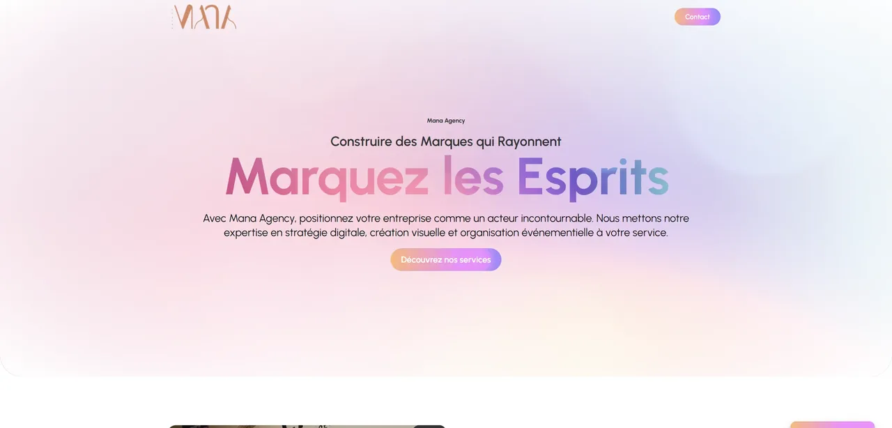 Capture ordinateur du site Mana Agency
