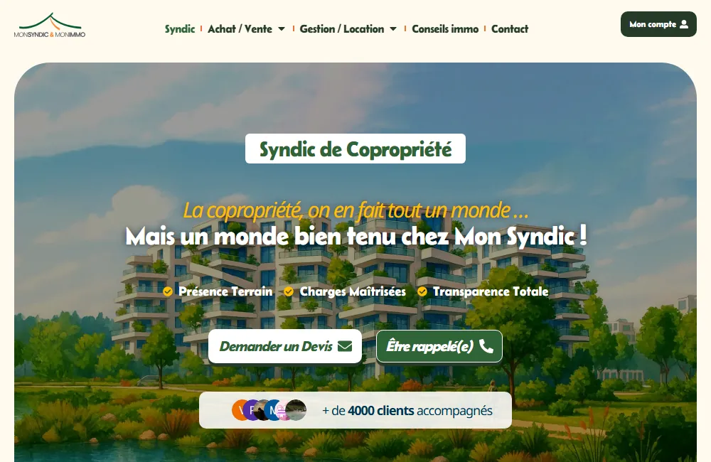 Capture : Mon Syndic & Mon Immo · Syndic copropriété