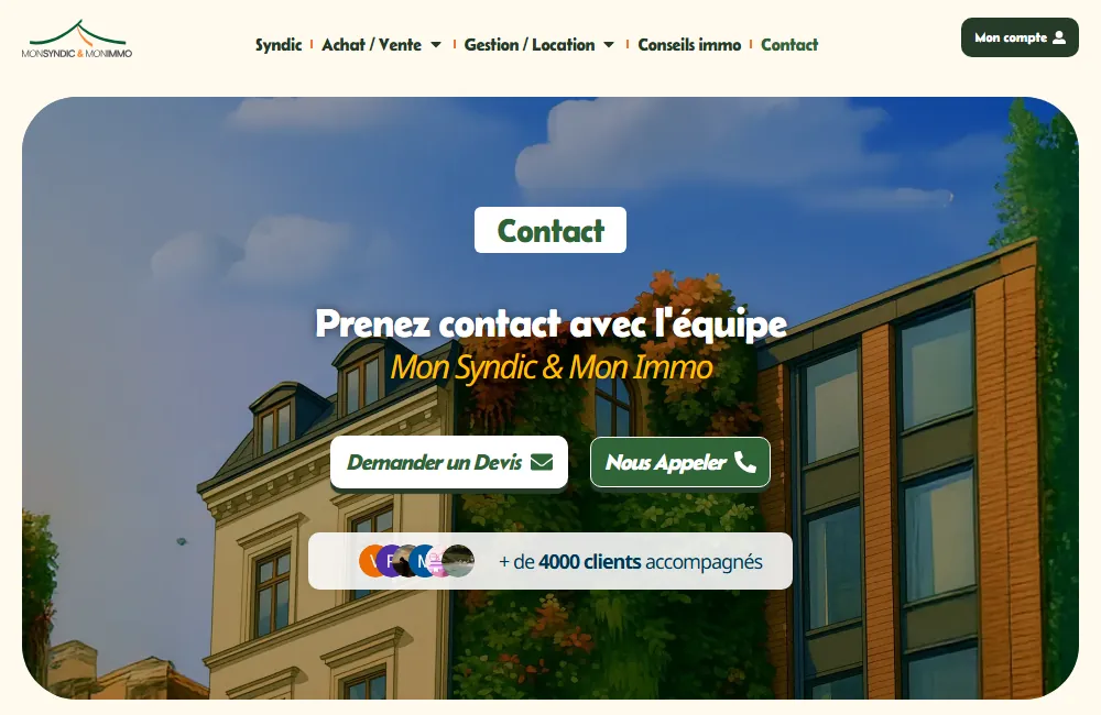 Capture : Mon Syndic & Mon Immo · Contact