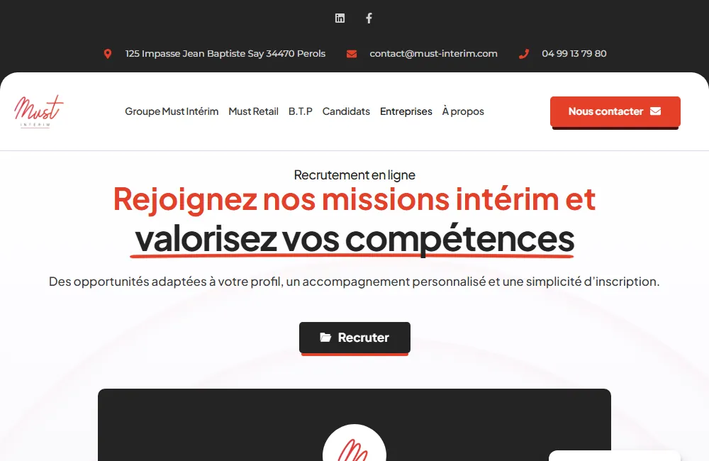 Capture : Must Interim · Recrutement en ligne