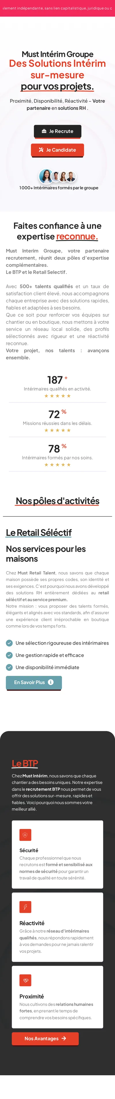 Site de Must Interim · capture mobile