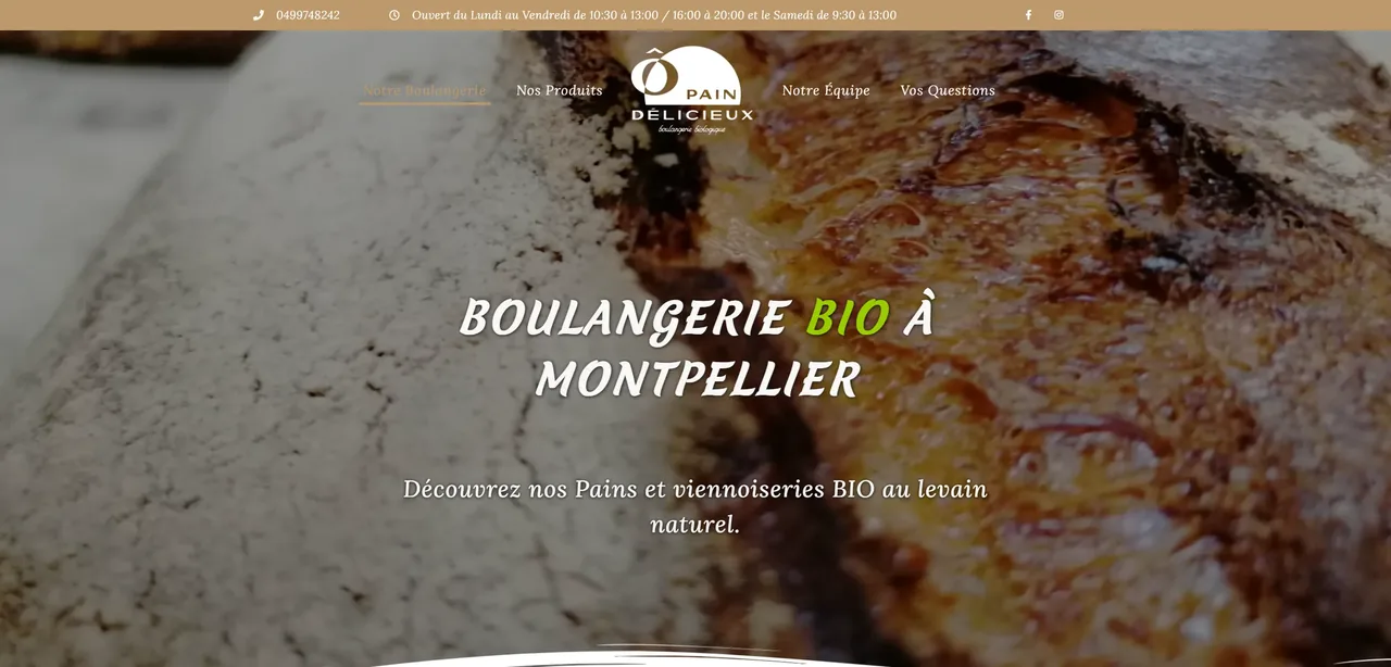 Capture ordinateur du site Ô Pain Délicieux