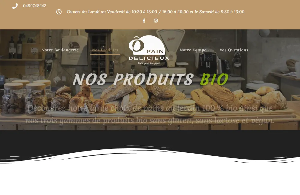 Capture : Ô Pain Délicieux · Nos produits