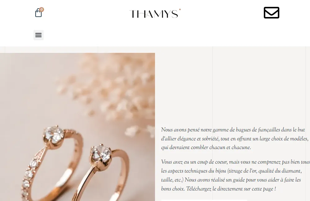 Capture : Thamys Joaillerie · Bagues fiançailles