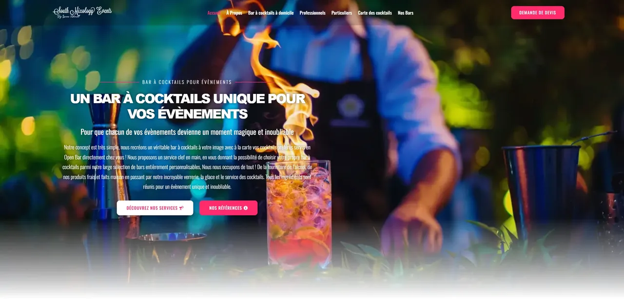 Capture ordinateur du site South Mixology Events