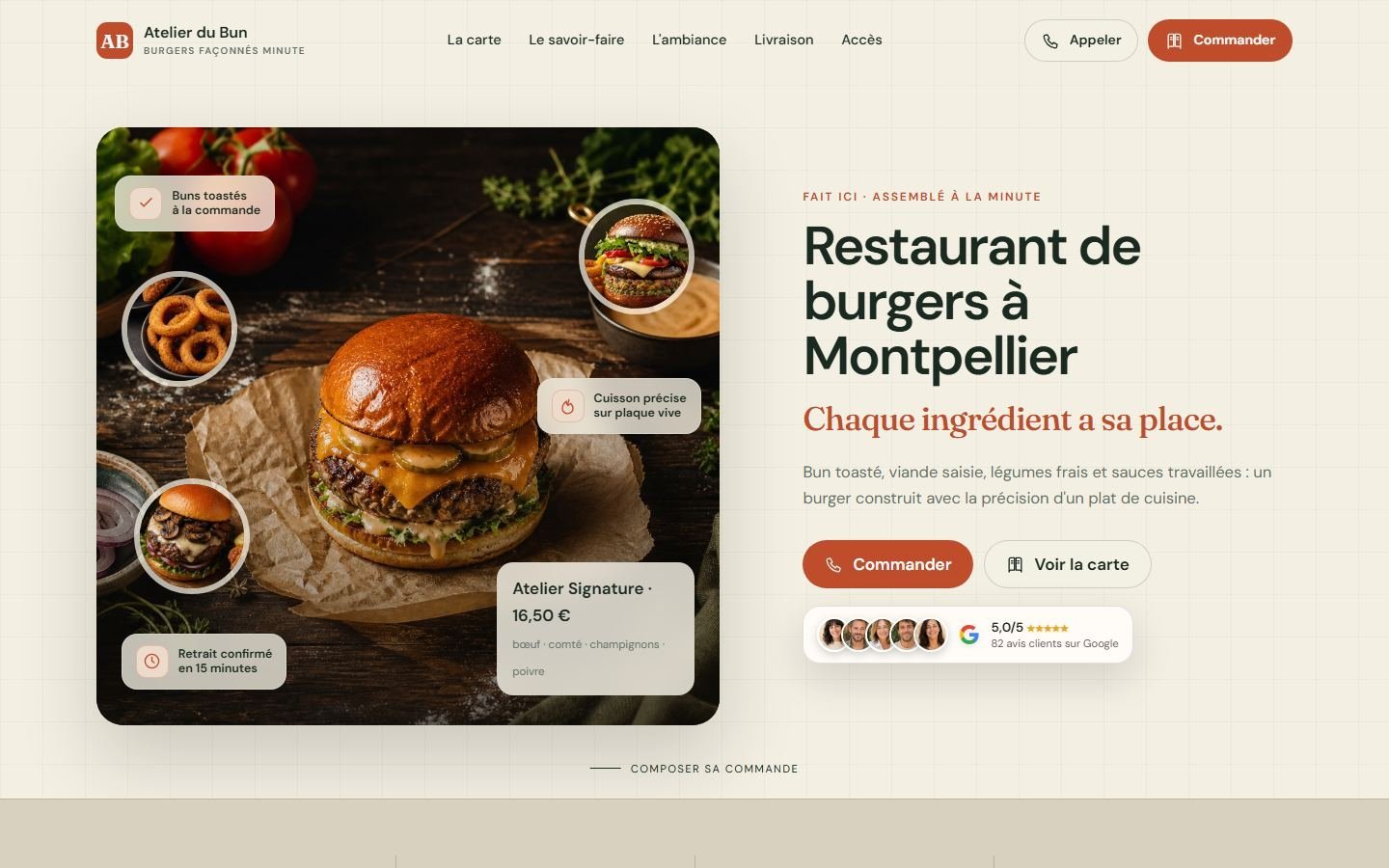 Maquette de démonstration pour burger atelier
