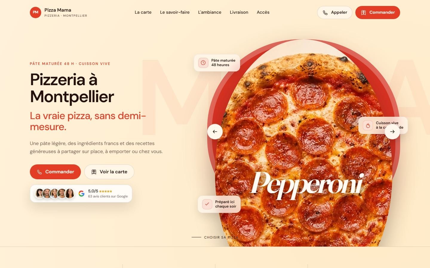 Maquette de démonstration pour pizzeria