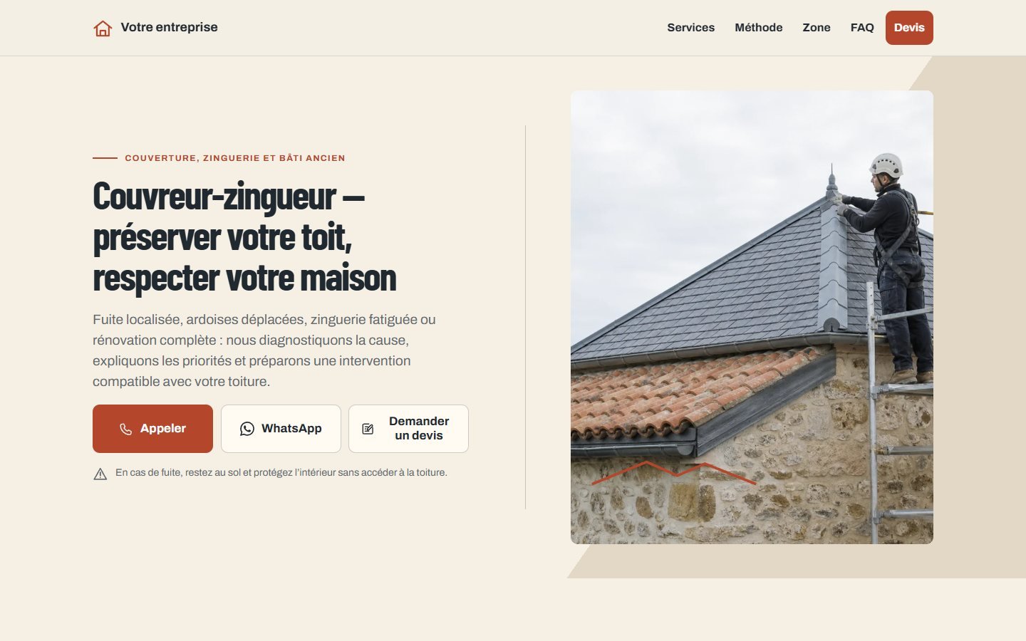 Maquette de site artisan